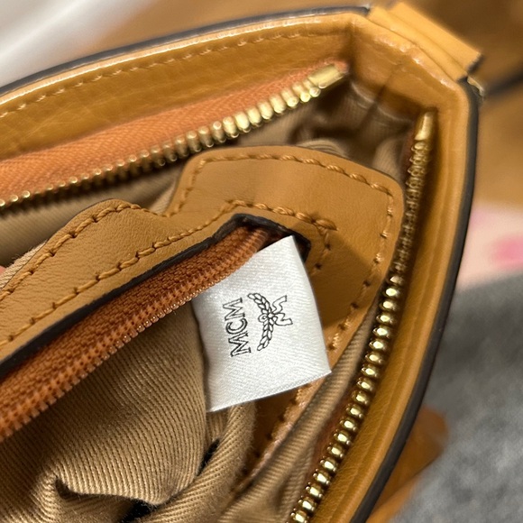 MCM Cognac Visetos Coated Canvas and Leather Shoulder Bag - Picture 13 of 16